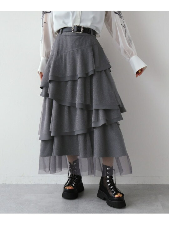 楽天市場】【SALE／31%OFF】ラメシアーミックスティアードスカート 