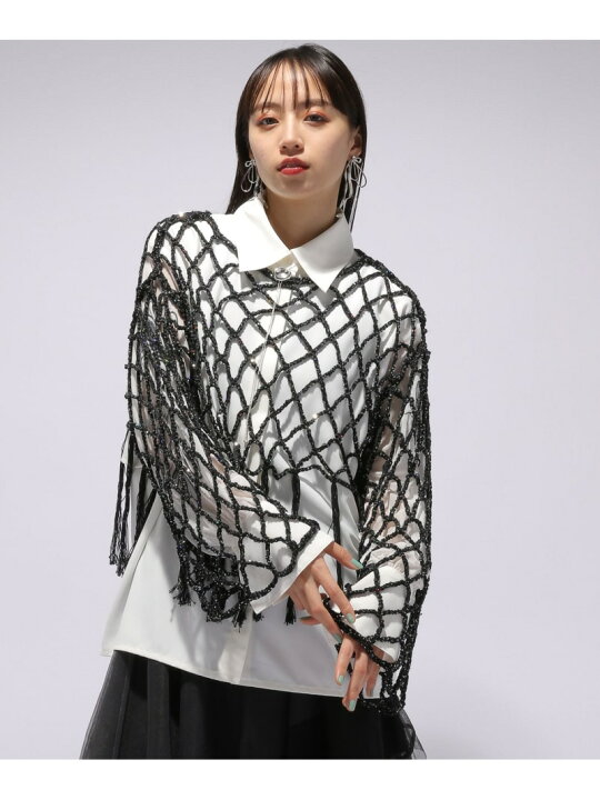 HARE コーデ売り スパンコールニット× ストライプチュールレイヤー  