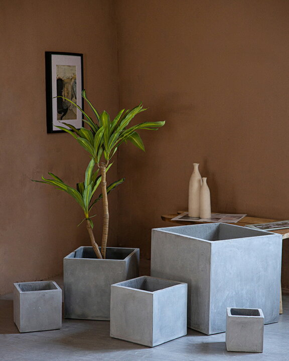 楽天市場 訳あり アウトレット 半額 植木鉢 52x52x52cm 観葉植物鉢 フェイク グリーン鉢 庭木鉢 正方形 軽量セメント ファイバーセメント 大型 インテリア おしゃれ Af10 52 送料無料 晴々ガーデン
