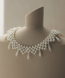 結婚式 ドレス ネックレス アクセサリー つけ襟風 編み上げ パール ネックレス ホワイト ジュエリー レディース 上品 エレガント きれいめ 華奢 可愛い かわいい シンプル カジュアル ワンポイント 大人 女性 普段使い ギフト 誕生日 プレゼント haremode ハレモード 公式