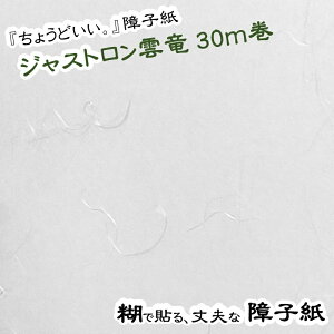 【破れにくい障子紙 ジャストロン雲竜 障子紙 幅95cm×長さ30m巻き 1本】雲竜 障子紙 丈夫 定番 貼りやすい 糊 貼り 丈夫 リメイク diy 障子紙diy 送料無料