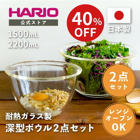 【SALE40％OFF!】【公式ショップ】【365日出荷対応】HARIO 耐熱ガラス製ボウル2個セット HARIO ハリオ 耐熱ガラス ボウル レンジ可 セット