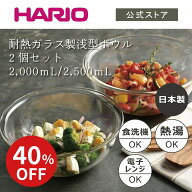 【スーパーSALE40％OFF！】【公式ショップ】【365日出荷対応】HARIO 耐熱ガラス製浅型ボウル 2個セット H…