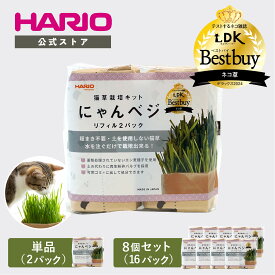 【365日出荷対応】ネコDK ベストバイ 受賞 猫草 鉢 栽培キット ネコ草 ねこ草 猫 猫用 エン麦 燕麦 草 種 毛玉ケア 毛玉対策 日本製 有田焼 磁器 ホワイト にゃんベジセット にゃんベジリフィル ハリオ HARIO 公式ショップ