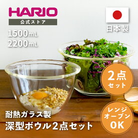 【公式ショップ】HARIO 耐熱ガラス製ボウル2個セット　HARIO ハリオ 耐熱ガラス ボウル レンジ可 セット
