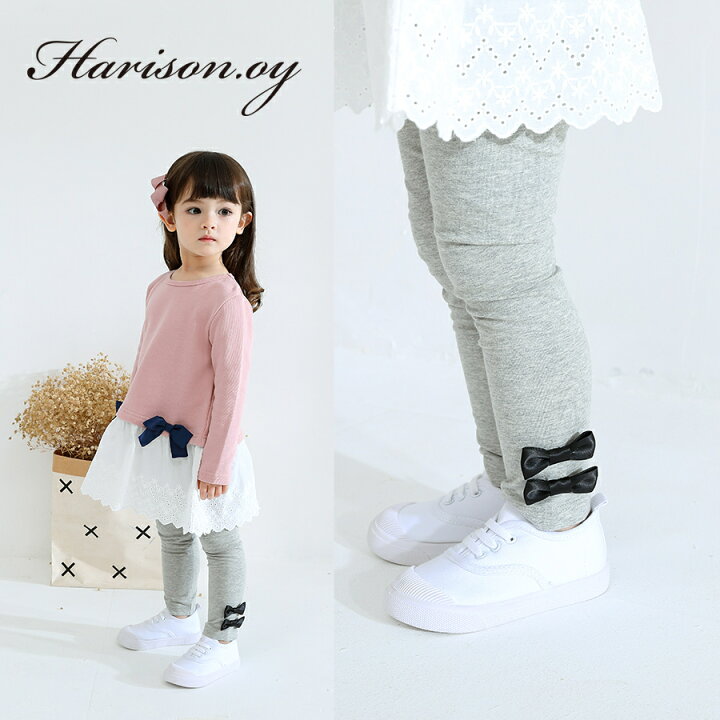 楽天市場 100円off リボン付き レギンス 女の子 キッズ ベビー 子供服 こども 子ども ストレッチ パンツ ボトムス グレー ピンク アイボリー 10分丈 リブ レギパン レギンス 春 夏 秋冬 80cm 90cm 95cm 100cm 110cm 1cm H Oy