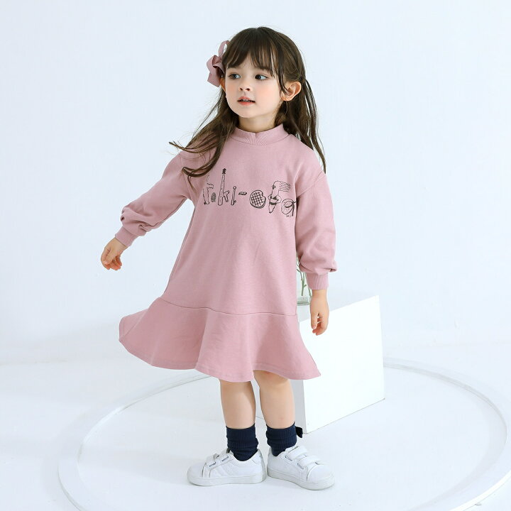 楽天市場 キッズ 裏起毛ワンピース 子供服 裏起毛 ワンピース 女の子 子どもワンピース 80cm 90 冬 1 長袖 裏起毛ワンピ 子供 子ども 冬 ベビー 女の子 女児 秋冬 綿100 おしゃれ 可愛い 80 100 110 防寒 こども あったか ワンピ チュニック カットソー