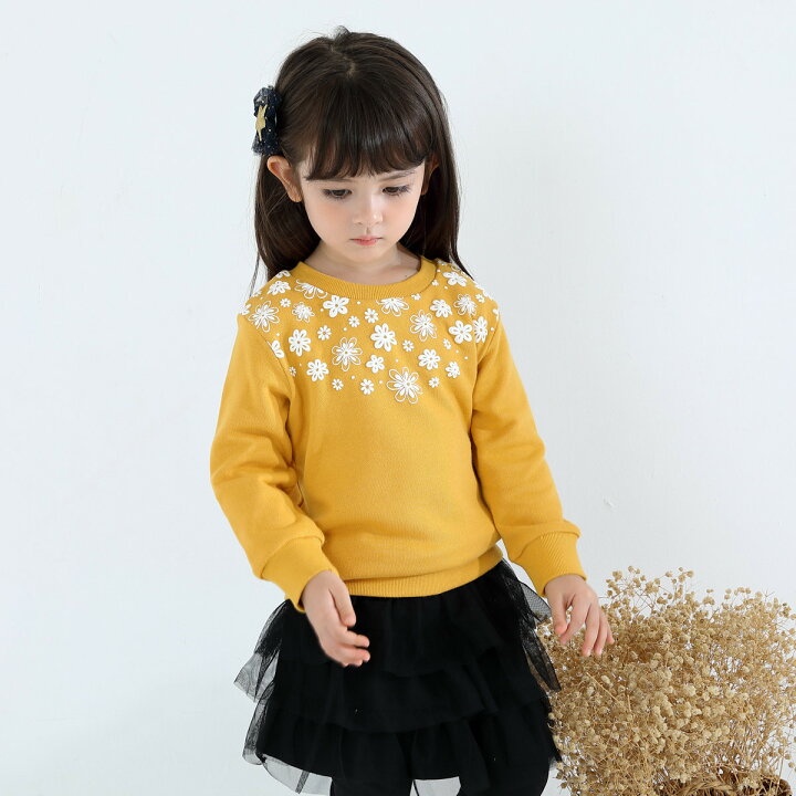 楽天市場 裏毛 キッズ トレーナー 女の子 子供 長そで 長袖 カットソー トップス ロングtシャツ キッズ服 子供服 可愛い 秋冬 綿100 90cm 100cm 110cm 1cm 130cm 子ども 花柄 ベビー ジュニア スウェット H Oy