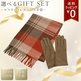【ギフトセット】レディース 革手袋 カシミヤマフラー チェック柄 レザー手袋 カシミヤ100％ 女性用 レザー グローブ 手袋 スマホ レディース手袋 スマホ手袋 本革 女性向け 秋 冬 ギフト プレゼント 贈り物 クリスマス 記念日 誕生日 母 彼女 妻