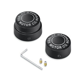【43000178】ハーレー純正　リアアクスルナットカバー／H-D MOTOR CO.ロゴ、 グロスブラックHarley-Davidson Motor Co. Rear Axle Nut Covers／M8ソフテイル