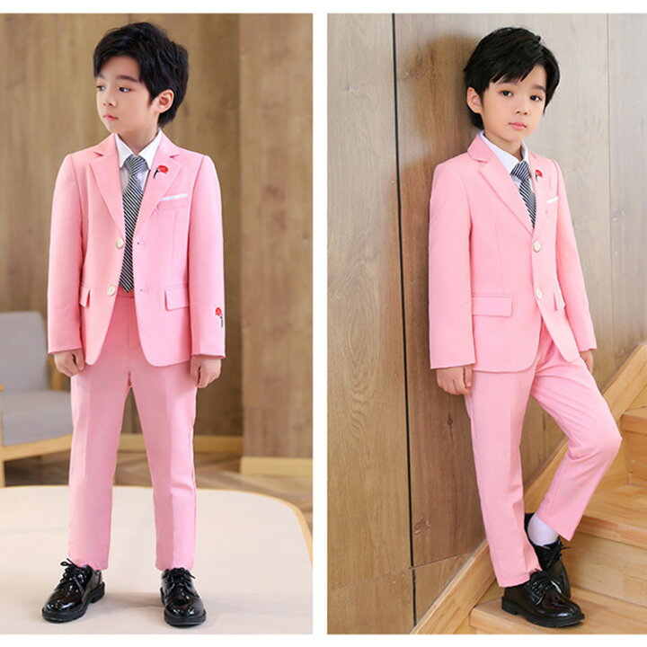 楽天市場】送料無料 キッズ スーツ 男の子 おしゃれ ピンク 3点セット  