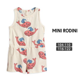 mini rodini オーガニックコットン キッズサマーオールインワン Whale | オーガニック コットン 子供服 オールインワン パンツ ユニセックス ファッション タンクトップ カットソー 春夏 kids 男の子 女の子 兼用 綿 おしゃれ ナチュラル ギフト プレゼント 誕生日