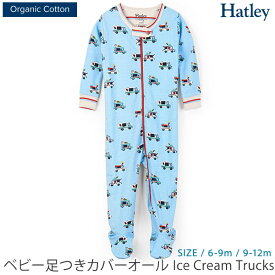 Hatley 【SALE／40%OFF】オーガニックコットン ベビー足つきカバーオール Ice Cream Trucks | オーガニック コットン 綿100 ベビー服 子供 こども 子ども 春 秋 冬 洋服 足付き あったか パジャマ 部屋着 子供用 かわいい 男の子 セール