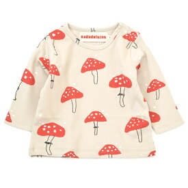 Nadadelazos（ナダデラゾス） オーガニックコットン ベビーTシャツ(長袖) Mushroom | 赤ちゃん 長袖 男の子 女の子 子供服 綿100% こども トップス プレゼント ナチュラル 服 カジュアルおしゃれ 敏感肌 ナタデラゾス きのこ キノコ キャラクター プリント [M便 1/2]