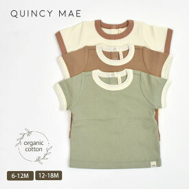 Quincy Mae オーガニックコットン ベビー リンガー Tシャツ | オーガニックコットン 綿100 ベビー服 子ども服 リンガー レトロ スポーティー Tシャツ トップス 男の子 女の子 クルーネック 70 80 90 春夏 [M便 1/2]