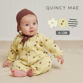 Quincy Mae オーガニックコットン ベビー ワッフルジャンプスーツ(長袖) | オーガニック コットン 綿 ギフト プレゼント 出産祝い 誕生日 秋冬 ベビー 赤ちゃん ラグランスリーブ ワッフル カジュアル デイリーウェア ロンパース 長袖 おでかけ パジャマ [M便 1/1]