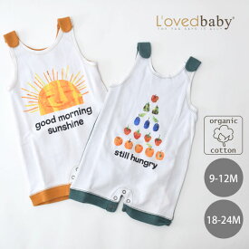 L'ovdbaby オーガニックコットン ベビーノースリーブロンパース はらぺこあおむし | オーガニック コットン 綿 ナチュラル ギフト プレゼント 出産祝い ベビー 赤ちゃん キャラクター はらぺこあおむし 人気 絵本 夏 バイカラー 袖なし サロペット つなぎ