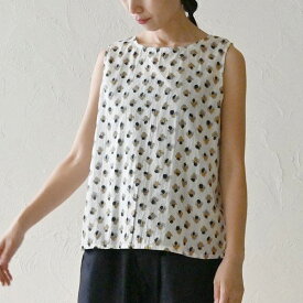 sisam オーガニックコットン ホーリーフラワー2WAYノースリトップ | オーガニック コットン 綿 ナチュラル フェアトレード エシカル サスティナブル 春夏 薄手 ブラウス シサム工房 タンクトップ シャツ 透け感 花柄 フラワー 総柄 [M便 1/1]