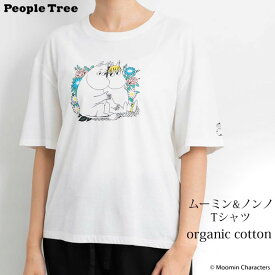 PeopleTree オーガニックコットン ムーミン＆ノンノTシャツ(半袖) ホワイト M | オーガニック コットン 綿 ナチュラル 半袖 春夏 薄手 キャラクター moomin Tシャツ 女性用