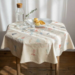 PeopleTree オーガニックコットン 手織り手刺繍マルチカバーラウンド | オーガニックコットン カバー 丸型 ラウンド ソファ カバー テーブル ラグマット インテリア 刺繍 フェアトレード 生成