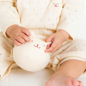 pompkinsBABY オーガニックコットン 鈴入りボール | 赤ちゃん おもちゃ がらがら オーガニック コットン ボール 出産祝い 男の子 誕生日 女の子 お返し ベイビー ガラガラ 日本製