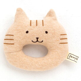 pompkinsBABY オーガニックコットン にゃんこガラガラ petit sac付 | ポプキンズ オーガニック コットン ベビー ギフト プレゼント 出産祝い ガラガラ おもちゃ 日本製 赤ちゃん ベビー用品 ねこ 猫 女の子 男の子 兼用 プチギフト