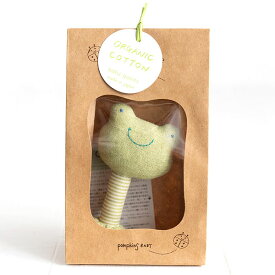 ポプキンズ オーガニックコットン かえるスティック ガラガラ petit sac付 | Organic natural ベビー おもちゃ 日本製 0歳 オーガニック コットン 綿 出産祝い 赤ちゃん ギフト プレゼント 男の子 女の子 ファーストトイ プチギフト おもちゃ