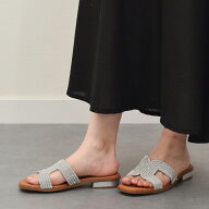 Oh my Sandals ラインストーンローヒールサンダル