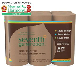 �Z�u���X�W�F�l���[�V���� 100%�Đ��� ���Y���y�[�p�[�^�I�� 6���[�� Seventh Generation 100% Recycled Unbleached Paper Towels 6 count �y�����񂹏��i�z