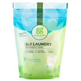3in1 洗濯洗剤ポッド 無香料タイプ 24個 432g (15.2oz) grab green (グラブグリーン)