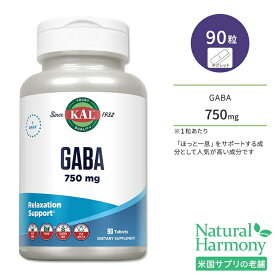 カル ギャバ 750mg 90粒 タブレット KAL GABA 90 Tablets アミノ酸 サプリ ヘルスケア 体づくり 健康サポート リラックスサポート ポジティブ 冴えた毎日