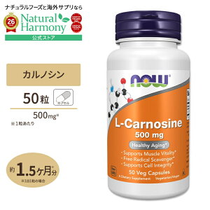 �y�|�C���gUP��2��20��-�z[�����̔��e�K���Ɂ�]L-�J���m�V�� 500mg �x�W�^�u���J�v�Z�� 50�� NOW Foods �i�i�E�t�[�Y�j�j�� ���� �� �W�y�v�`�h �N�� L-Carnoisine 500mg Healthy Aging 50VegetableCapsules
