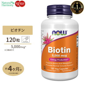 ナウフーズ ビオチン サプリメント 5000mcg 120粒 NOW Foods Biotin ベジカプセル ビタミンH 120日分 単品 セット