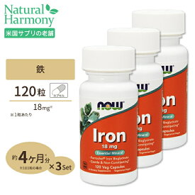 【プロバスケチーム愛用】ナウフーズ 鉄 サプリメント 18mg 120粒 NOW Foods Iron 約4ヵ月分 アイアン ベジカプセル ビスグリシン酸鉄