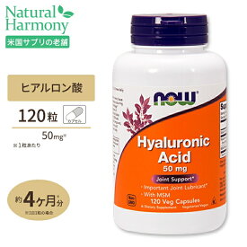 NOW Foods ヒアルロン酸 50mg 120粒 ベジカプセル ナウフーズ Hyaluronic Acid with MSM Veg Capsules