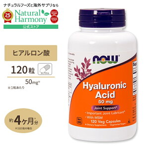yő1000~OFFN[|zNOW Foods qA_ 50mg 120 xWJvZ iEt[Y Hyaluronic Acid with MSM Veg Capsules  邨 NTvg h{⏕Hi CO AJ