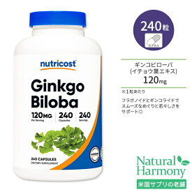 【ポイントUP対象★6月4日 20時 - 11日 2時迄】ニュートリコスト ギンコビローバ カプセル 120mg 240粒 Nutricost Ginkgo Biloba Capsules イチョウ葉エキス フラボノイド配糖体 ギンコライド