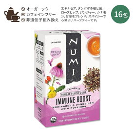 [ホッと一息タイムに]ヌミ ブースト ハーブティー 16包 32g (1.13oz) Numi Boost Harbal Tea Caffeine Free オーガニック ティーバッグ ハーバルティー エキナセア タンポポ ローズヒップ ジンジャー シナモン 甘草【お取り寄せ商品】【合わせて買いたい】