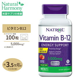 ナトロール ビタミンB-12 チュワブル 5000mcg 100粒 Natrol Vitamin B-12 Fast Dissolve Tablets Chewable ストロベリー味