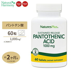 ネイチャーズプラス パントテン酸 ( ビタミンB5 ) タイムリリース 1000mg 60粒 約2ヶ月分 タブレット NaturesPlus Pantothenicc Acid