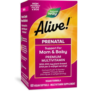 ネイチャーズウェイ アライブ プレミアム プレナタル マルチビタミン 60ソフトジェル Alive! Premium Prenatal Multivitamin / 60 softgels 【お取り寄せ商品】【合わせて買いたい】