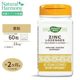 ネイチャーズウェイ 亜鉛トローチ ワイルドベリー味 60個 Nature's Way Zinc 60 Vegan Lozenges ミネラル Zn サプリ 元気 生活習慣
