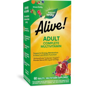 ネイチャーズウェイ アライブ デイリー エナジー マルチビタミン(鉄入り)60粒 Alive! Daily Energy Multi-vitamin w/ Iron 60 Tb 【お取り寄せ商品】【合わせて買いたい】