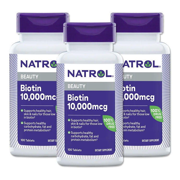 お買い得 3個セット ナトロール ビオチン サプリメント 10000mcg 100粒 Natrol Biotin タブレット マキシマムストレングス 