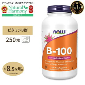 [健やかな毎日に欠かせない栄養素]ビタミンB-100 250粒 約8ヶ月分 NOW Foods (ナウフーズ)[お得サイズ] 単品 セット B-100 250capsules カプセル 健康サプリメント 栄養補助食品 海外 アメリカ