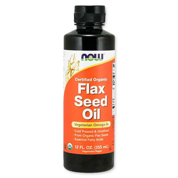認定オーガニック フラックスシードオイル 355ml（12floz） NOW Foods （ナウフーズ） Flax Seed Oil 12floz 355ml