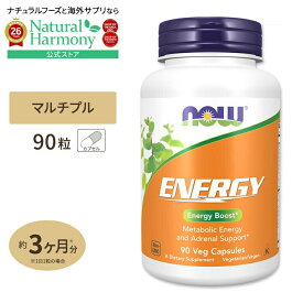 [健康を幅広くサポート]ナウフーズ エネルギー 90粒 ベジカプセル NOW Foods Energy Veg Capsules ビタミン B12 E ビタミンB群 ビタミン ビオチン 葉酸 カフェイン オタネニンジン ロディオラ ガラナエキス 健康サプリメント