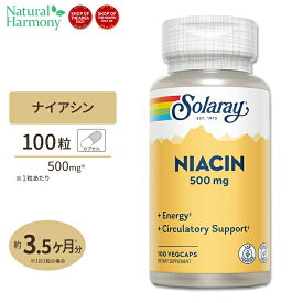 ソラレー ナイアシン サプリメント 500mg 100粒 Solaray Niacin ビタミンB3 ベジカプセル VegCap