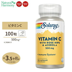 yX8000~ȏ1000~OFFz[LCƌCT|[gI]\[ r^~C with [Yqbv & AZ 500mg JvZ 100 Solaray Vitamin C with Rose Hips & Acerola VegCap̒ Ǘ N b ΍ K