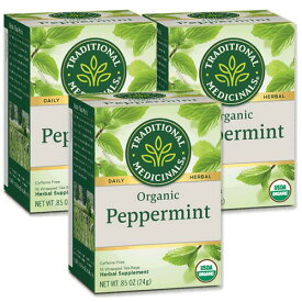 [ホッと一息タイムに][3個セット] トラディショナルメディシナル オーガニックペパーミント 16ティーバッグ カフェインフリー Traditional Medicinals organic Peppermint 16teabags